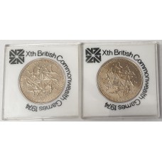 NEW ZEALAND 1974 . ONE 1 DOLLAR COINS . 2x COMMONWEALTH GAMES COINS